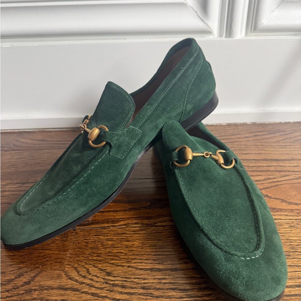 $1,090 Gucci Green Suede Loafers men’s 9 - Picture 11 of 12